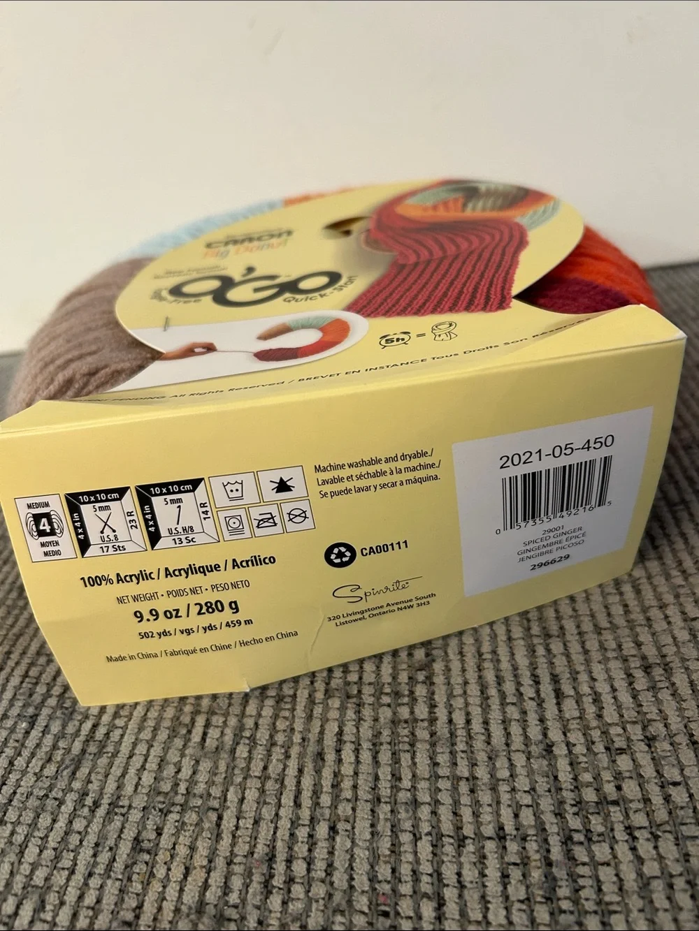 Yarnspirations Caron Big Donut yarn NEW Spiced ginger O’Go tangle free